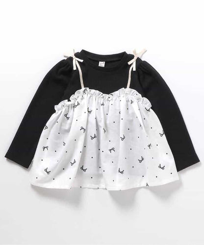 華夫格拼接喇叭袖上衣