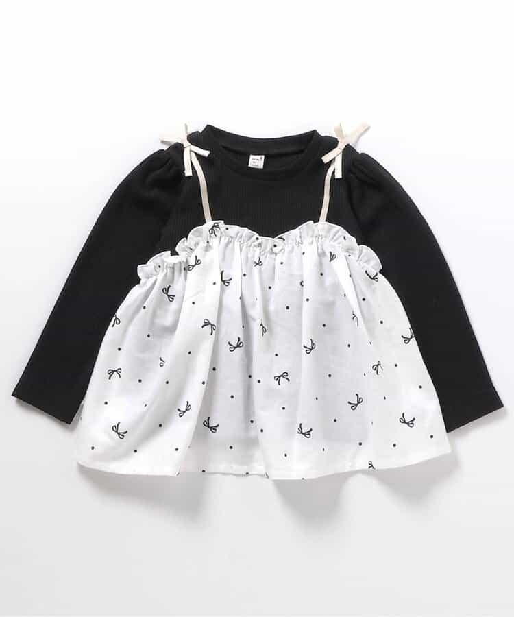 華夫格拼接喇叭袖上衣