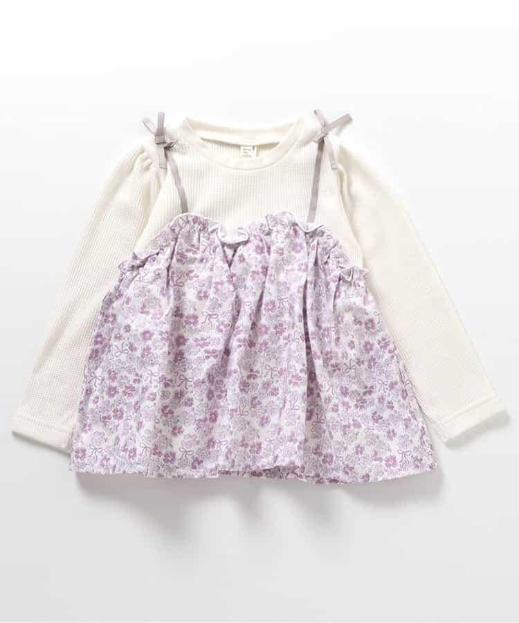 華夫格拼接喇叭袖上衣