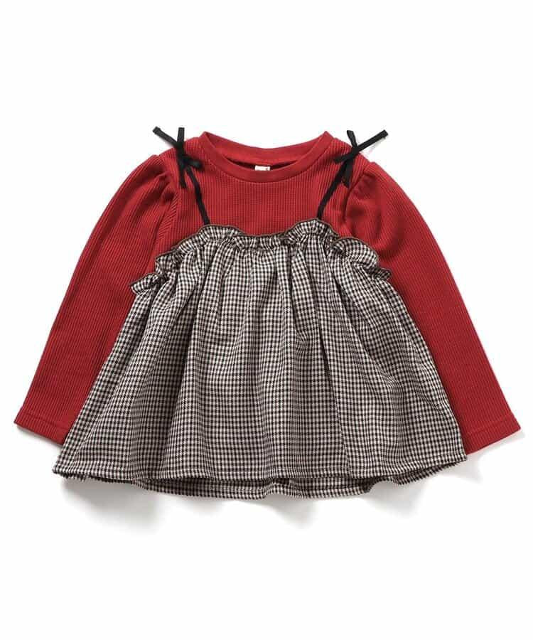 華夫格拼接喇叭袖上衣