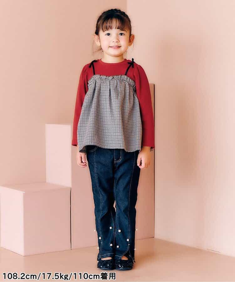 華夫格拼接喇叭袖上衣