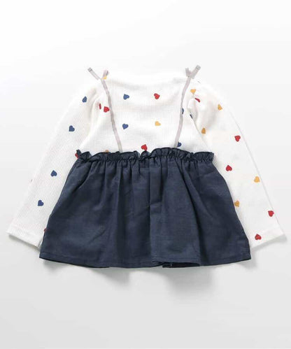 華夫格拼接喇叭袖上衣