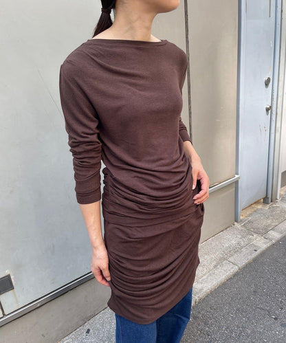 【疊穿套裝】褶皺T恤&半身裙