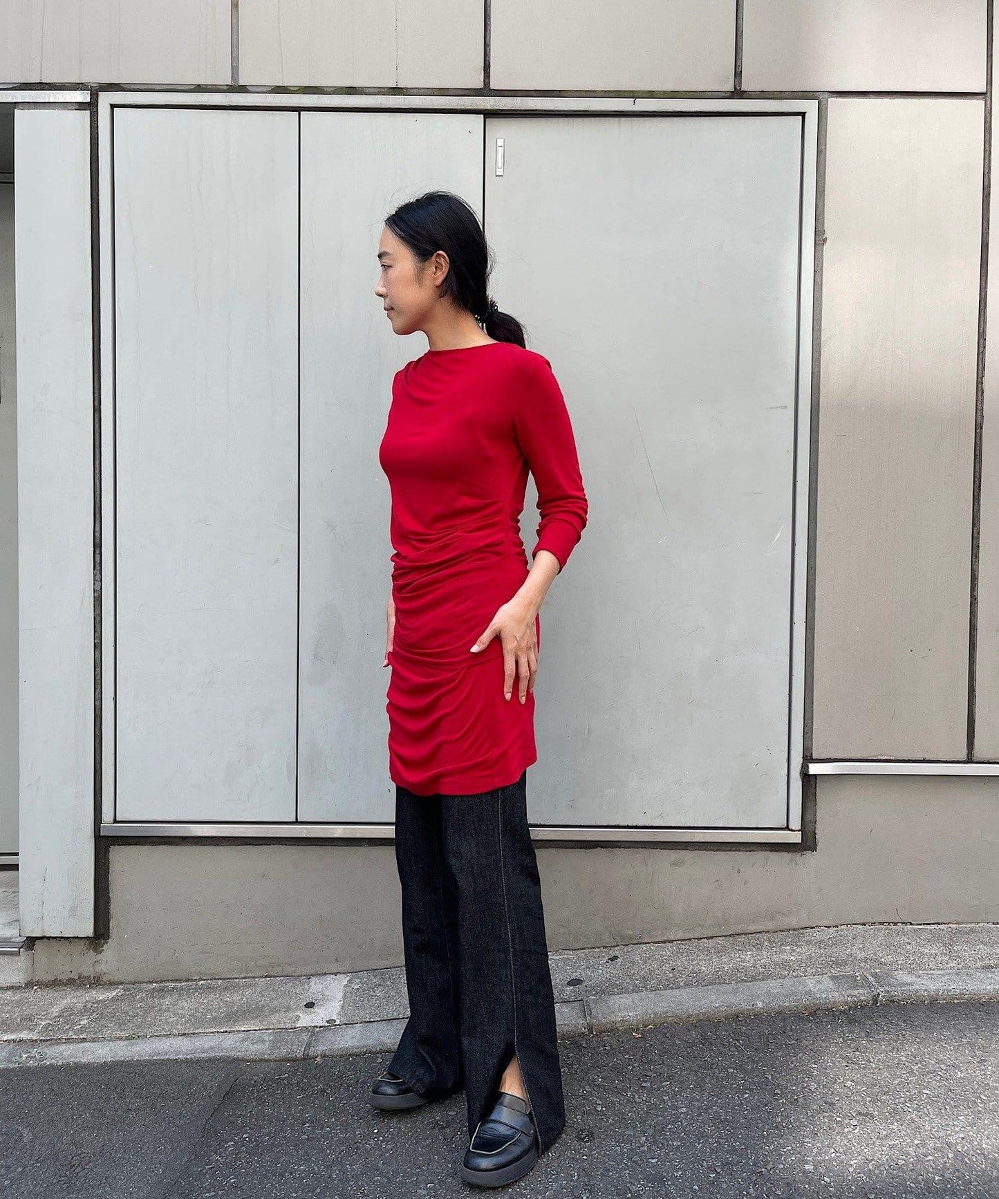 【疊穿套裝】褶皺T恤&半身裙