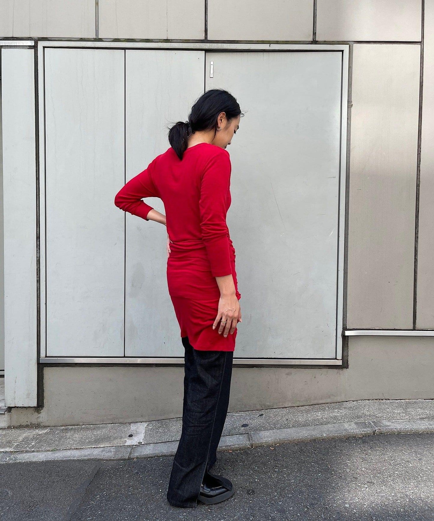 【疊穿套裝】褶皺T恤&半身裙