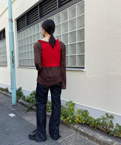 【Layering set】寬鬆T恤&扭結背心