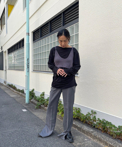 【Layering set】寬鬆T恤&扭結背心