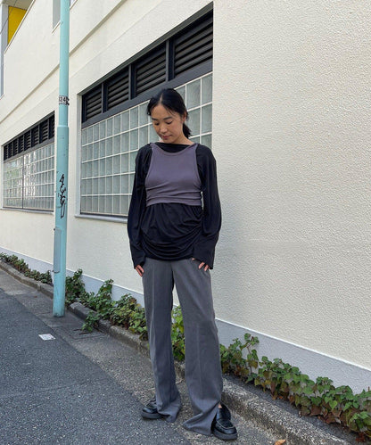 【Layering set】寬鬆T恤&扭結背心