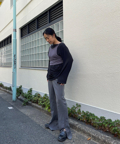 【Layering set】寬鬆T恤&扭結背心