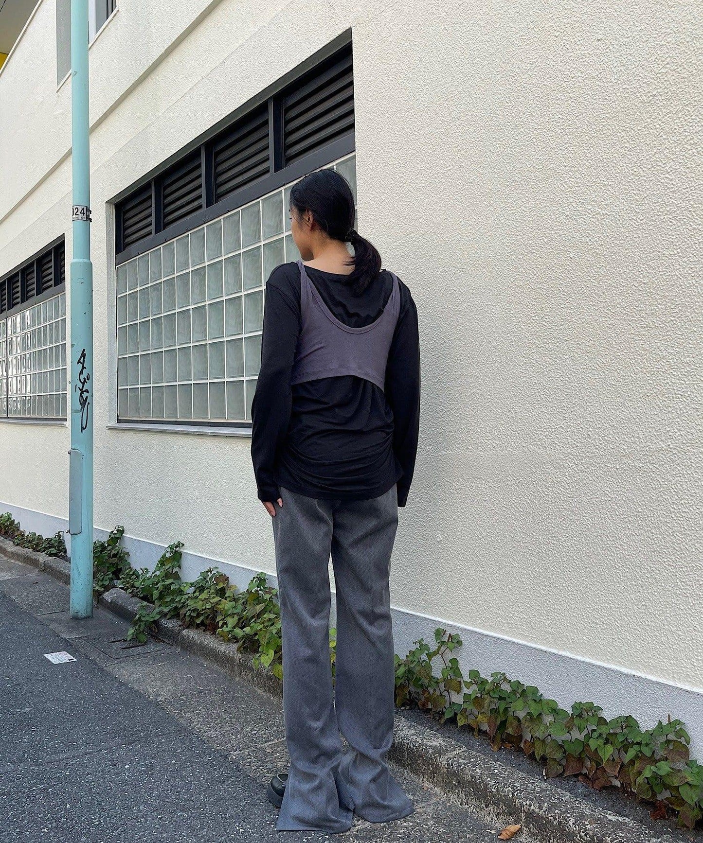 【Layering set】寬鬆T恤&扭結背心