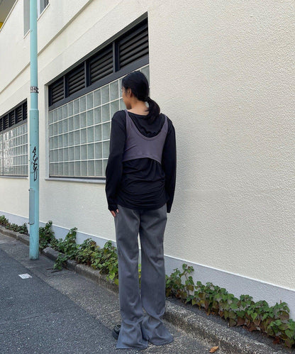 【Layering set】寬鬆T恤&扭結背心