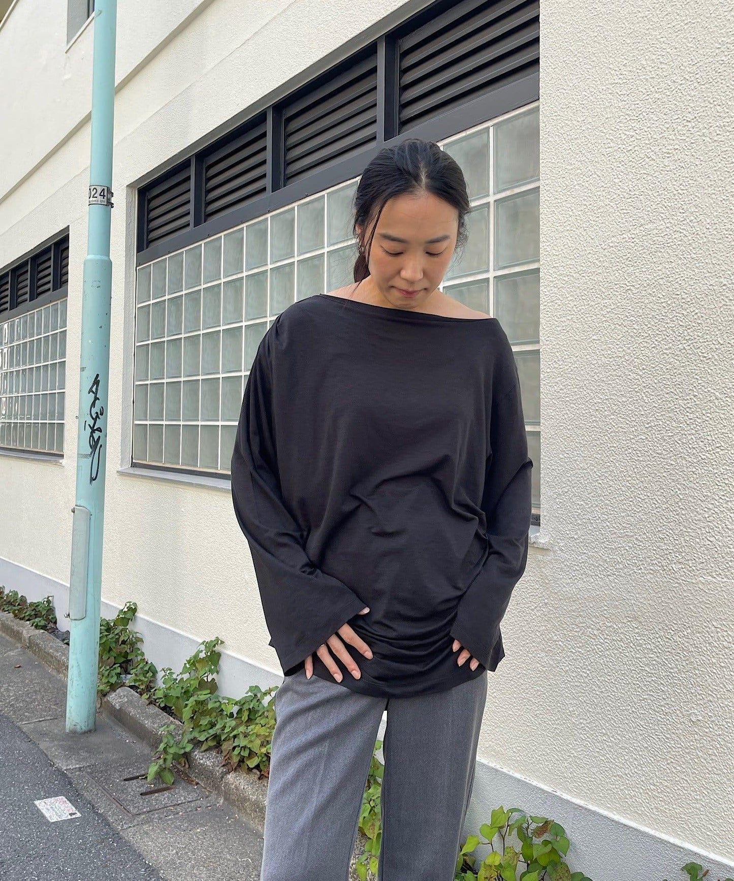 【Layering set】寬鬆T恤&扭結背心