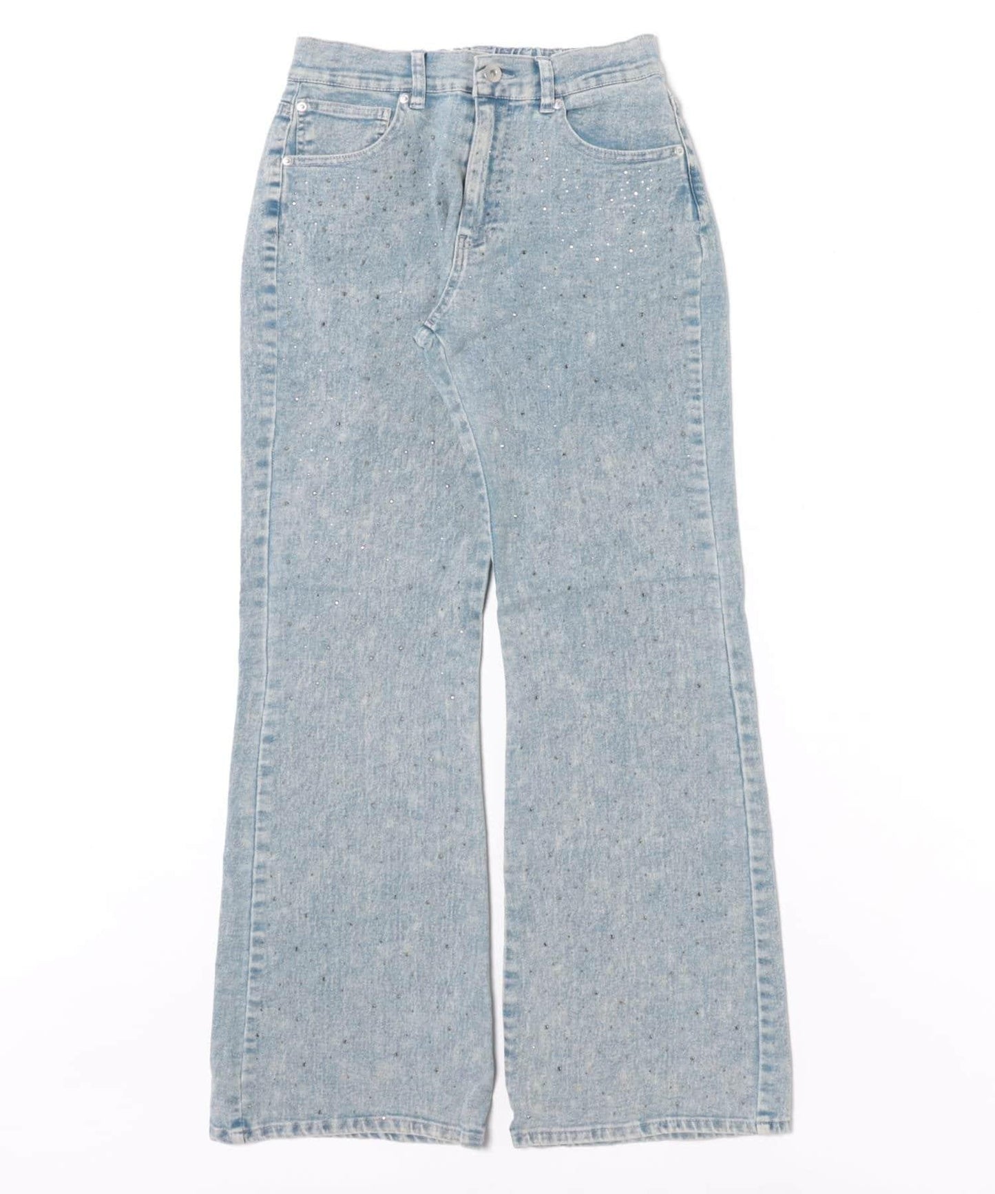 鑲嵌水鑽牛仔喇叭褲