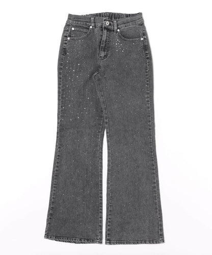 鑲嵌水鑽牛仔喇叭褲