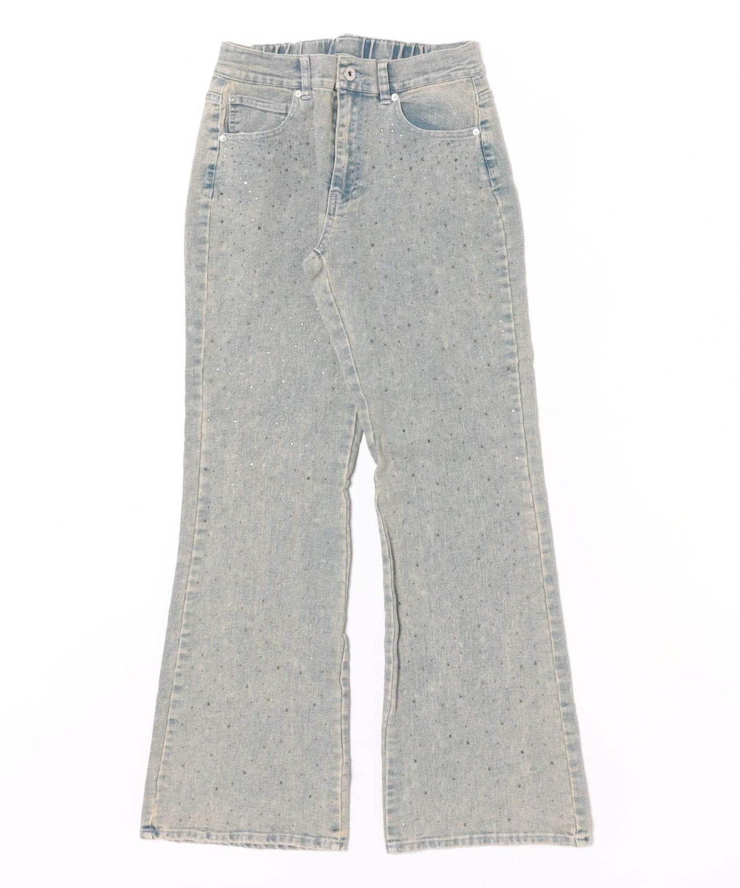 鑲嵌水鑽牛仔喇叭褲