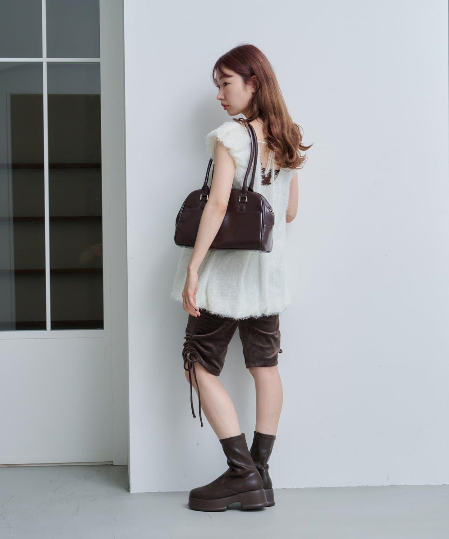 剪裁天鵝絨騎行褲