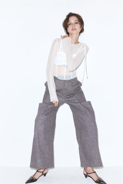 寬鬆口袋工裝褲