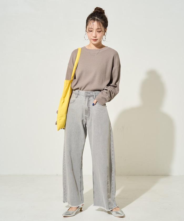 華夫格圓領長款套頭衫