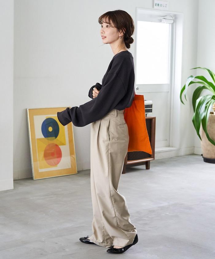 華夫格圓領長款套頭衫