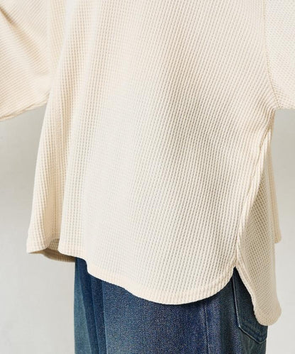 華夫格短款圓領套頭衫