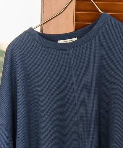 華夫格短款圓領套頭衫