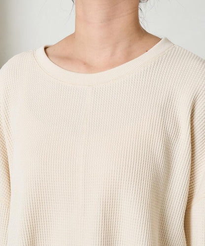 華夫格短款圓領套頭衫