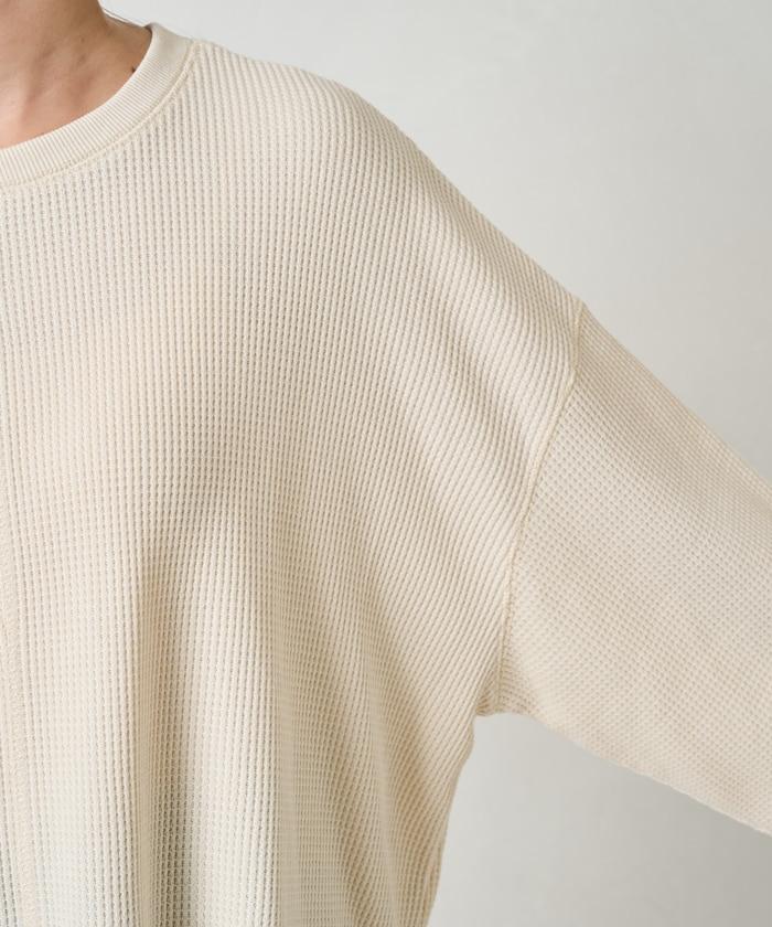 華夫格短款圓領套頭衫