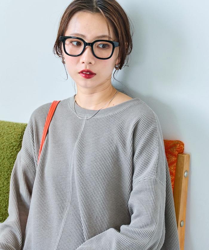 華夫格短款圓領套頭衫