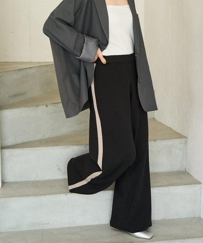 針織條紋休閒褲