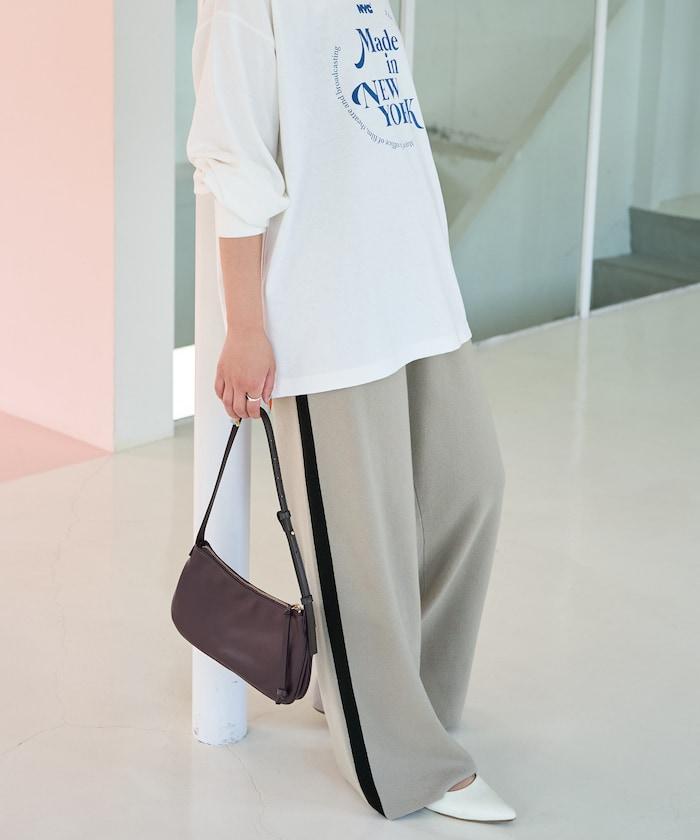 針織條紋休閒褲