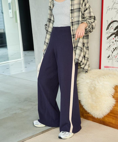 針織條紋休閒褲