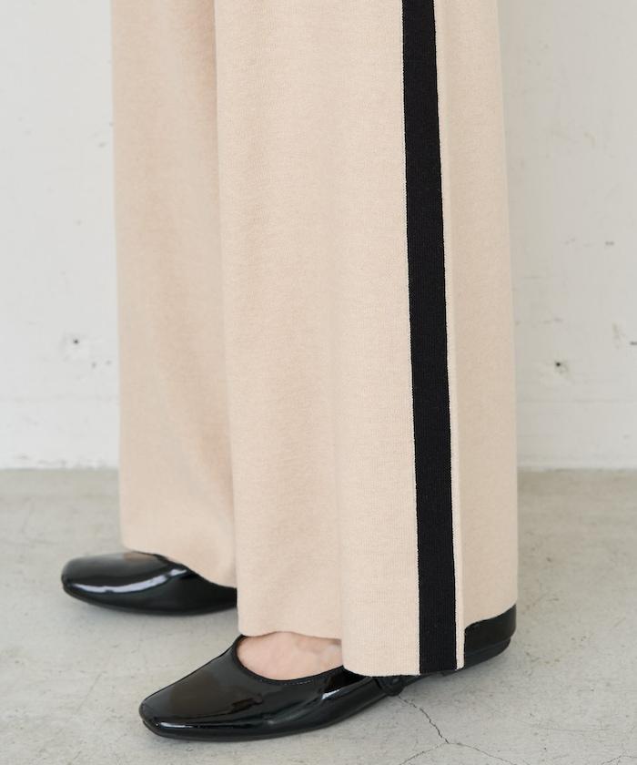 針織條紋休閒褲