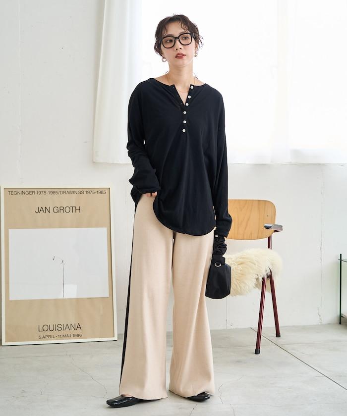 針織條紋休閒褲