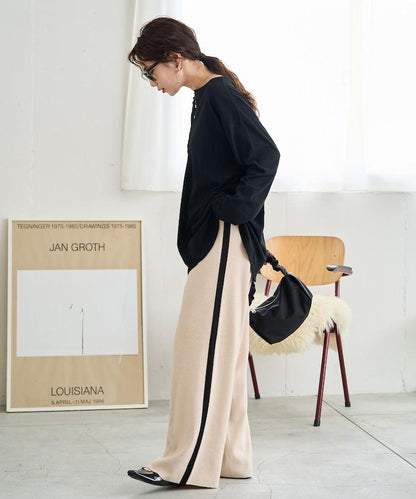 針織條紋休閒褲