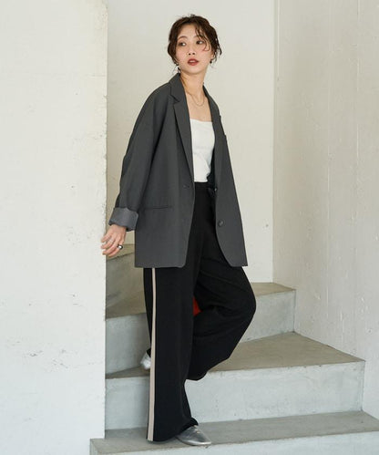 針織條紋休閒褲