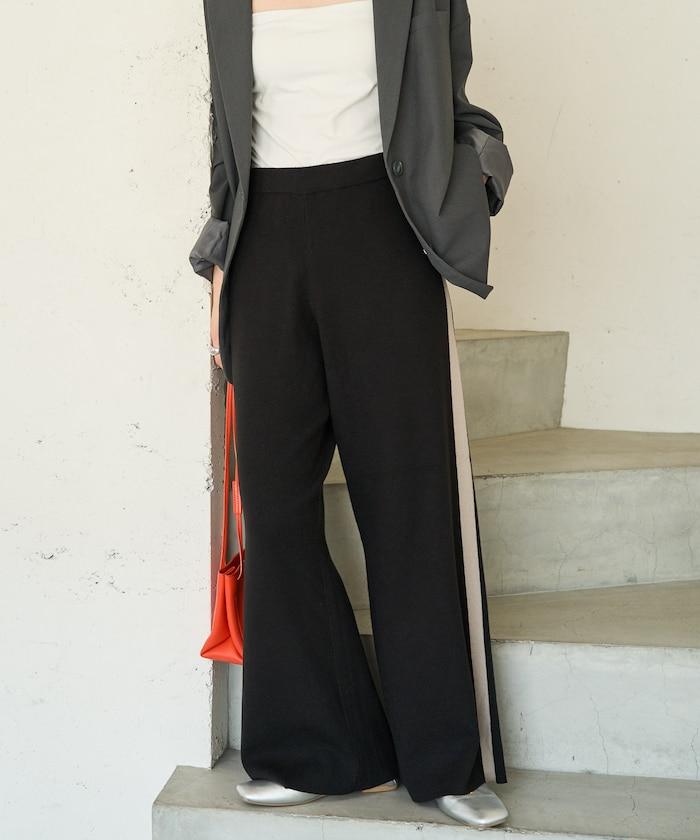 針織條紋休閒褲