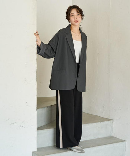 針織條紋休閒褲