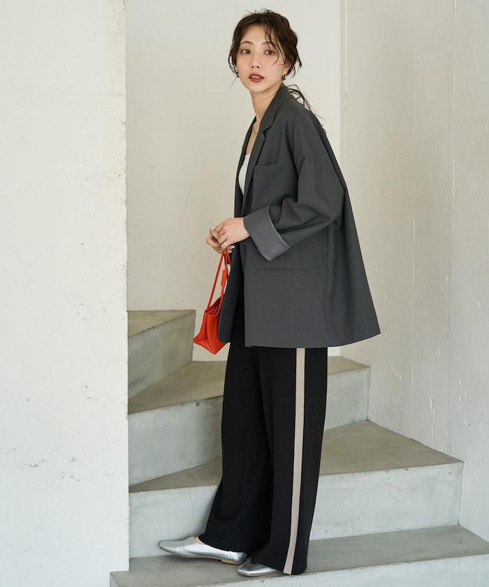 針織條紋休閒褲