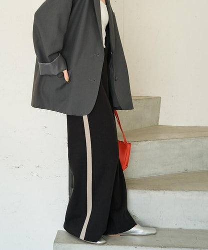 針織條紋休閒褲