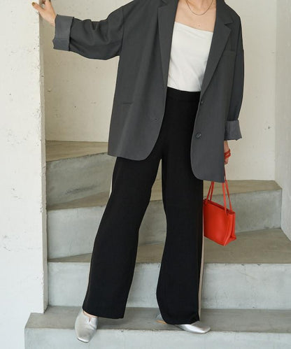 針織條紋休閒褲