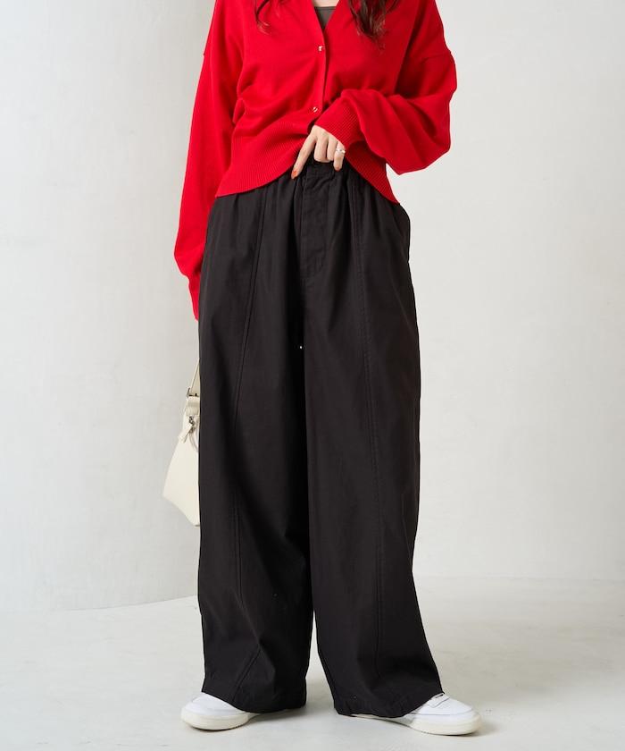 休閒寬鬆後幅斜紋長褲