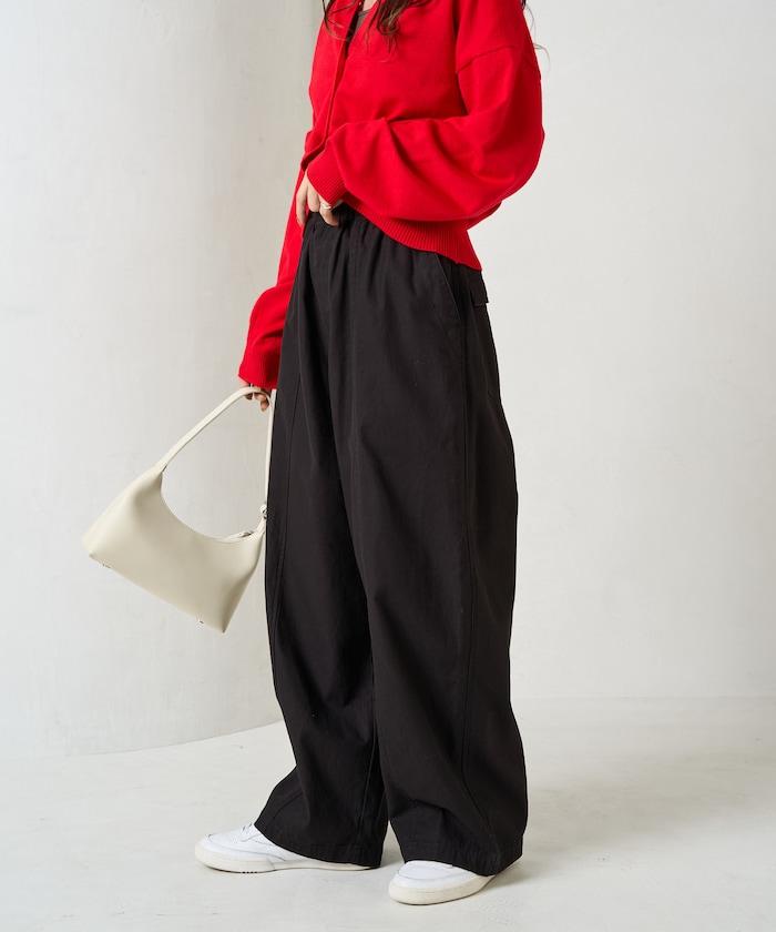 休閒寬鬆後幅斜紋長褲