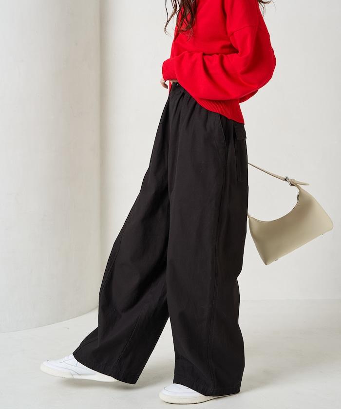 休閒寬鬆後幅斜紋長褲