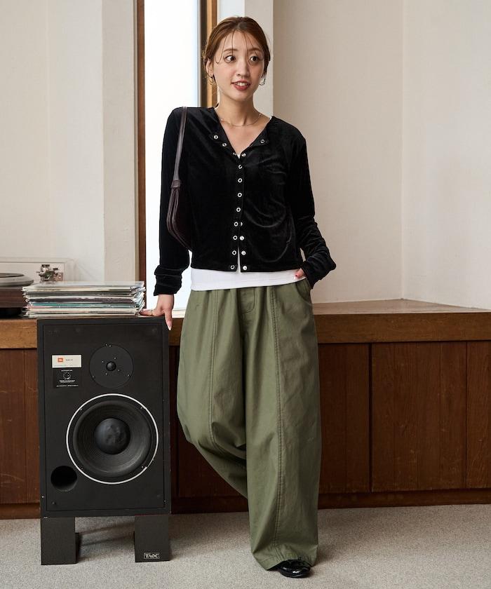 休閒寬鬆後幅斜紋長褲