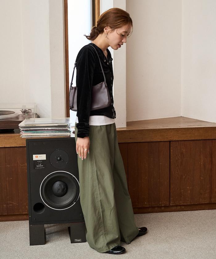 休閒寬鬆後幅斜紋長褲