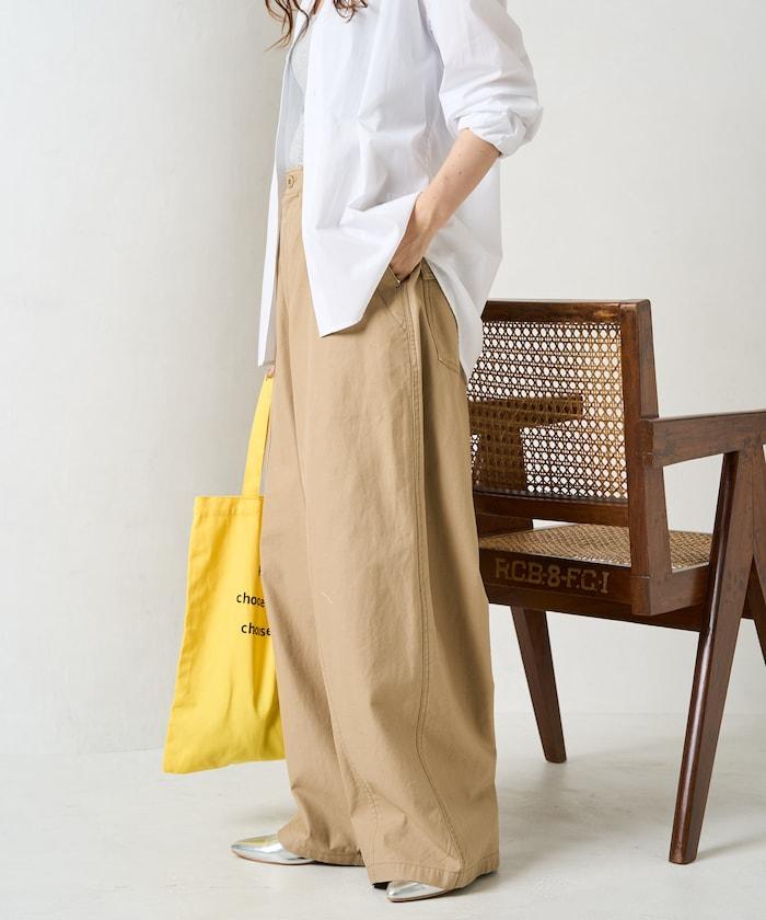 休閒寬鬆後幅斜紋長褲