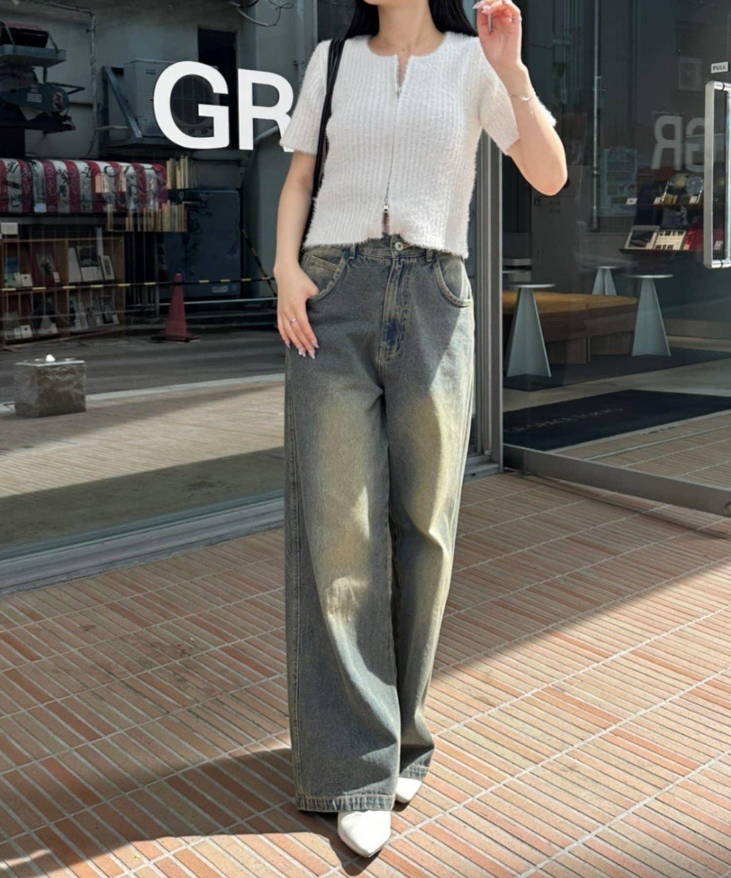 【RMAF】亮片羽毛雙拉鍊短袖針織衫