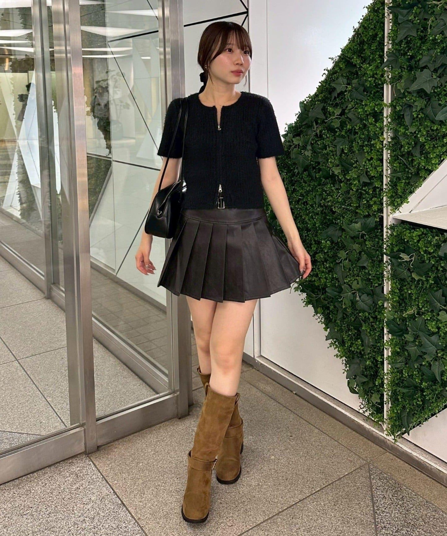 【RMAF】亮片羽毛雙拉鍊短袖針織衫