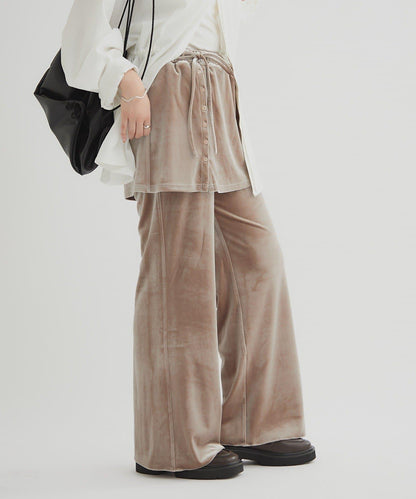 天鵝絨疊穿長褲