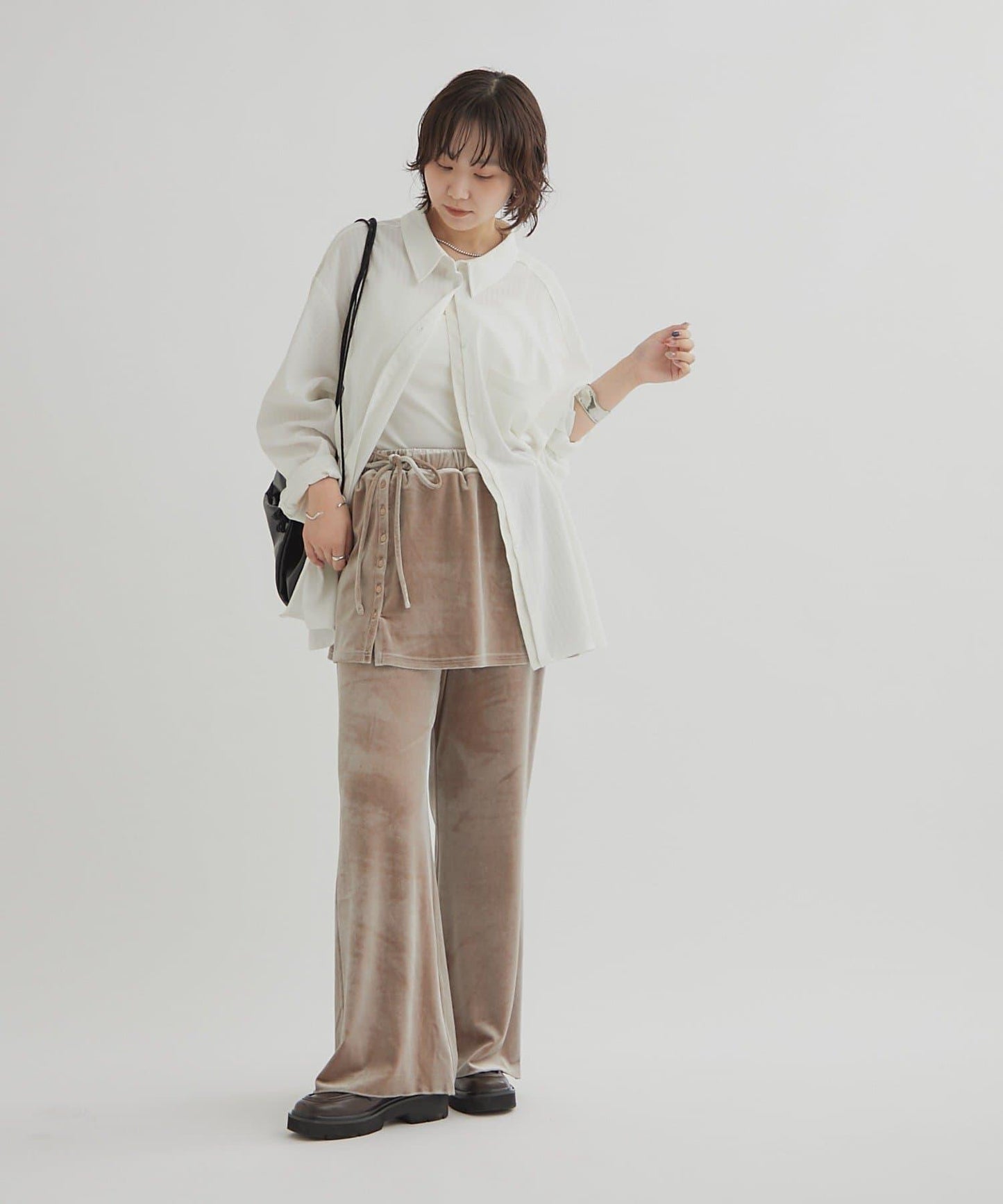 天鵝絨疊穿長褲